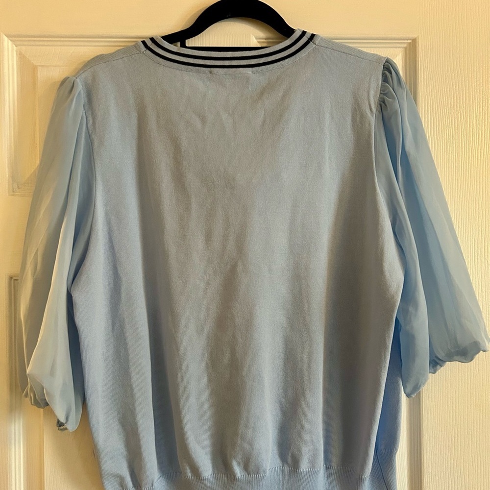 Nanette Lepore - NWT Blue Knit Top with Bow Detail; Size XL - Picture 6 of 6